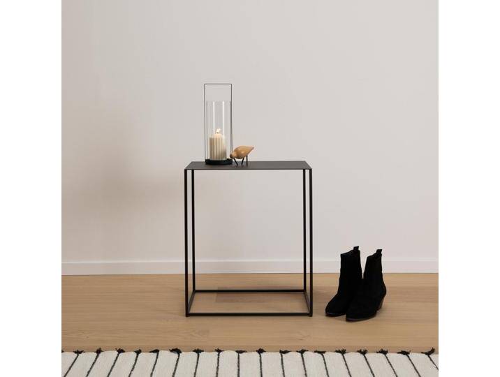 Metall Beistelltisch THEO in Schwarz Minimalistisches Design 47 x 35 x 55 cm hoch rechteckig filigranes Metallgestell Made in Germany von Goldau & Noelle Manufaktur