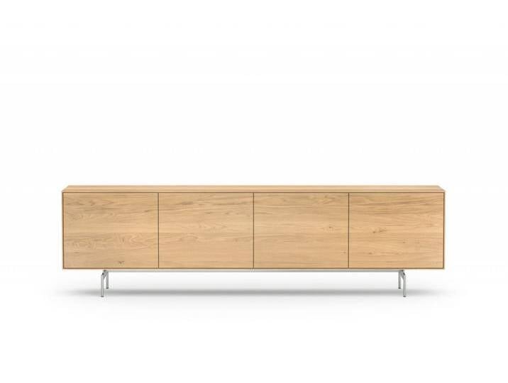 Sideboard Eiche massiv Stauraum Lowboard Wohnzimmer Aufbewahrung Sideboard lang Länge 240 cm 4 Türen Edelstahlfüße Made in Germany von Goldau & Noelle Manufaktur