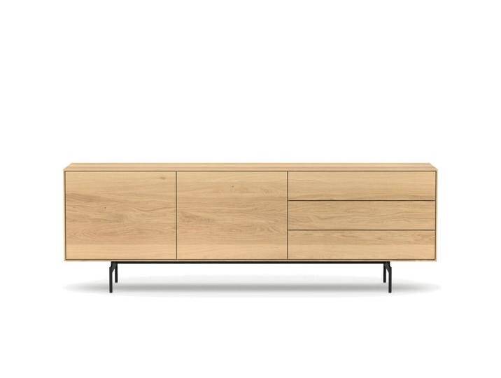 Sideboard Eiche modern Anrichte Massivholz FRIEDA 05 Schwarze Metallfüße Sideboard mit 3 Schubladen Push-to-Open Made in Germany von Goldau & Noelle Manufaktur