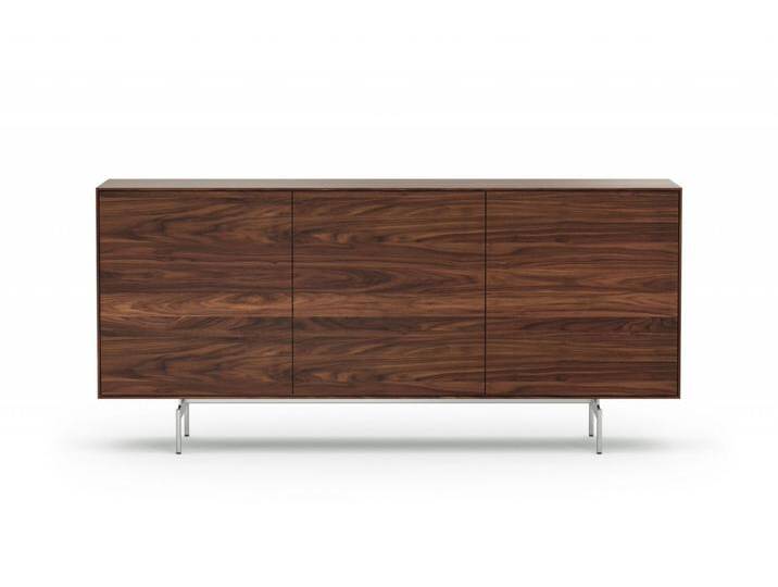 Sideboard Nussbaum Massivholz Esszimmer Anrichte Edelstahlfüße Länge 180 cm Grifflose Fronten Made in Germany von Goldau & Noelle Manufaktur