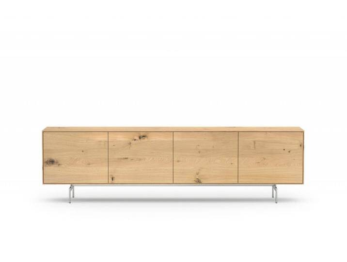 Sideboard Wildeiche Lowboard mit viel Stauraum Anrichte Massivholz Sideboard lang Edelstahlfüße Push-to-Open Made in Germany von Goldau & Noelle Manufaktur