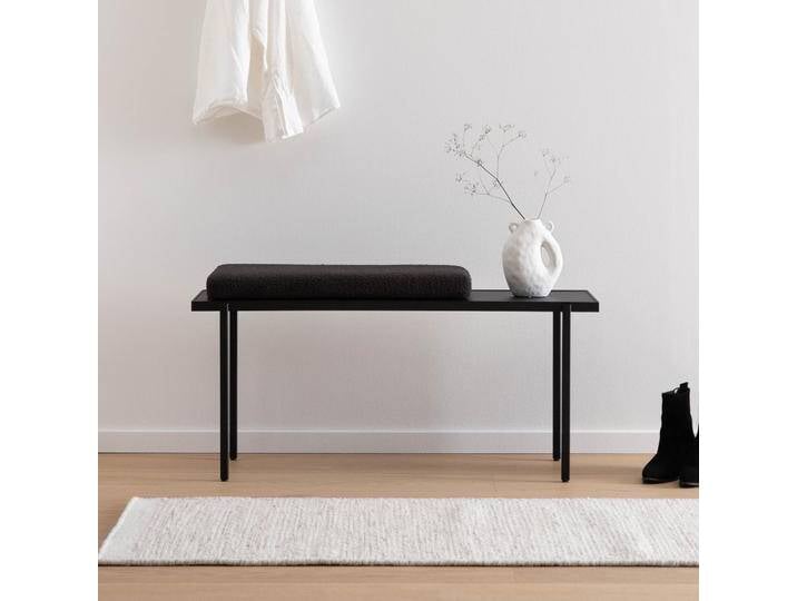 Sitzbank LOTTE in Schwarz Moderne kleine Metallbank für den Flur Optional mit Bouclé Sitzkissen 100 x 34 x 44 cm Flurbank schmal in Schwarz Sitzbank LOTTE in Schwarz Moderne kleine Metallbank für den Flur Optional mit Bouclé Sitzkissen 100 x 34 x 44 cm Flurbank schmal in Schwarz von Goldau & Noelle Manufaktur
