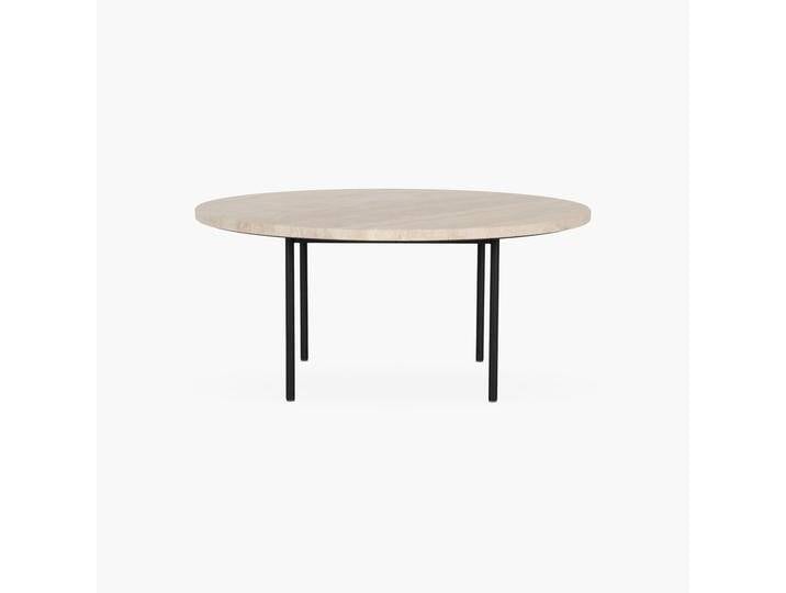 Travertin Couchtisch ALDO Rund Ø 75 x H 33 cm Echter Naturstein, Beige Modernes Metallgestell Auch als Set Goldau & Noelle von Goldau & Noelle Manufaktur