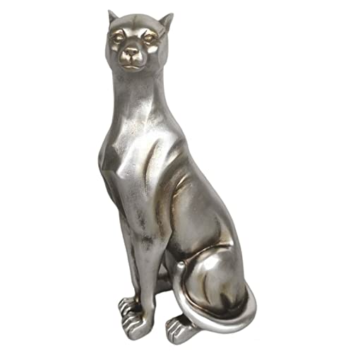 Goldbach Figur Panther Raubkatze Silber antik 24cm Leopard Tiger Löwe sitzend Statue von Goldbach