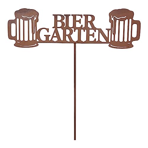 Gartenstecker Metallstecker Dekostecker Garten 33 cm x 115 cm Rostfarben | Biergarten von Goldbach