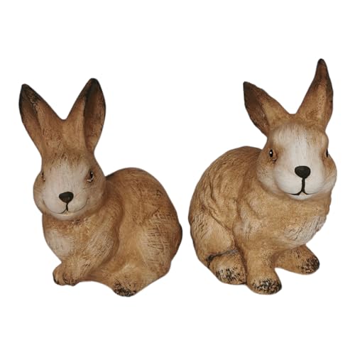 Goldbach 2er Set Hase 15cm groß braun Keramik Ostern Figur sitzend Osterhase modern Dekofigur Osterdeko, 803710 von Goldbach