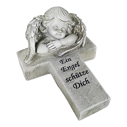 Goldbach Grabschmuck Kreuz 17cm Grabdeko mit Aufschrift EIN Engel schütze Dich Grabengel von Goldbach