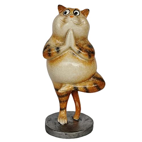 Goldbach Yoga Katze, lustige Sammelfigur, Dekofigur Sport, 16cm, Poly Figur Baum von Goldbach