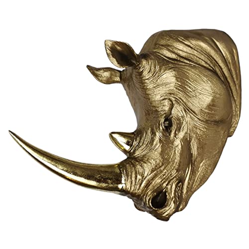 Nashorn Wanddeko 26cm gold Kopf Büste Rhino Wanddekoration Nashornkopf Dekofigur von Goldbach
