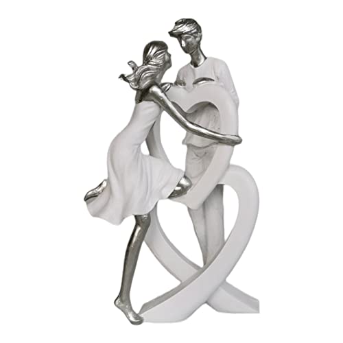 Goldbach Skulptur Paar Liebespaar 24cm Silber weiß Polyresin Herz Deko Figur als Geschenk Hochzeit von Goldbach