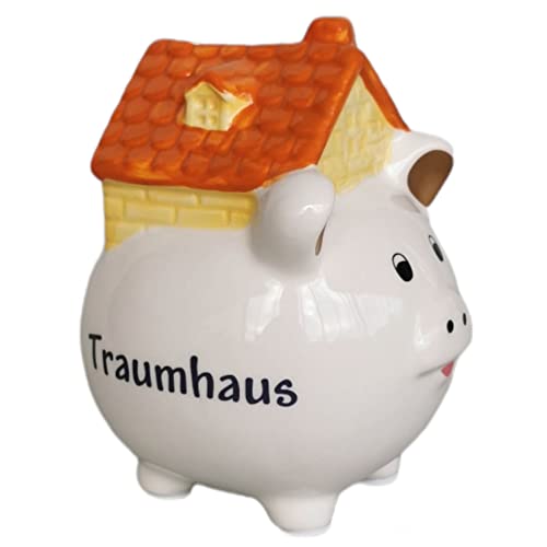 Sparschwein Traumhaus Spardose Haus Keramik weiß 14,5cm Geschenk Neubau von Goldbach