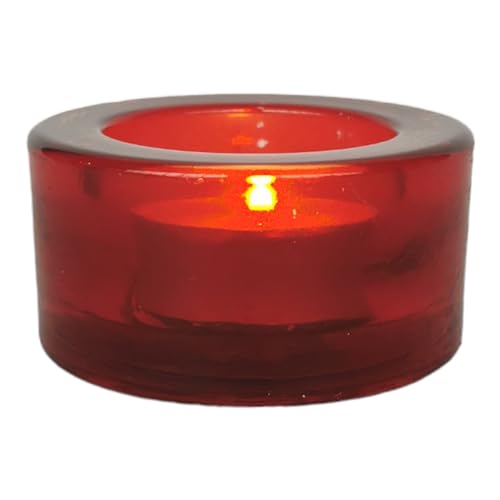 Windlicht rot Glas 6,5cm groß Tischdeko Teelichthalter dick und schwer Advent Hochzeit von Goldbach