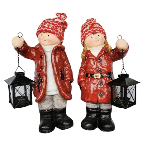 Winterkinder mit Laterne 2er Set 35cm rot groß Figuren Winter Advent Kind Winterkinder mit Laterne 2er Set 35cm rot groß Figuren Winter Advent Kind von Goldbach
