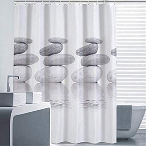 Goldbeing Duschvorhang 120x180 Textil Grau Pebble Schimmelresistenter und Wasserabweisend Shower Curtain mit 12 Duschvorhangringen von Goldbeing