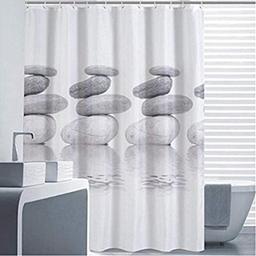 Goldbeing Duschvorhang 180x180 Textil Grau Pebble Schimmelresistenter und Wasserabweisend Shower Curtain mit 12 Duschvorhangringen (180*180cm) von Goldbeing