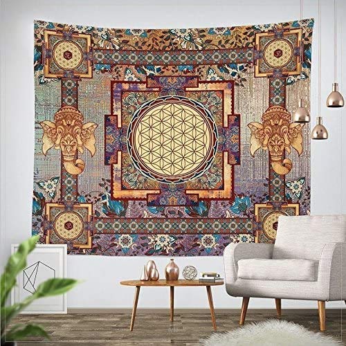 Goldbeing indischer Wandteppich Wandbehang Mandala Tuch Wandtuch Gobelin Tapestry Goa Indien Hippie-/ Boho Stil als Dekotuch/Tagesdecke indisch orientalisch Psychedelic (203 x 153cm, Rechteck) von Goldbeing