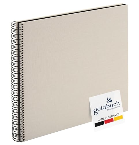 goldbuch 25523 Spiralalbum Bella Vista, Foto Album 35 x 30 cm, Fotoalbum mit 40 schwarze Seiten, Erinnerungsalbum aus Leinen, Fotobuch für Bilder und Fotos zum Einkleben, Sandgrau von goldbuch