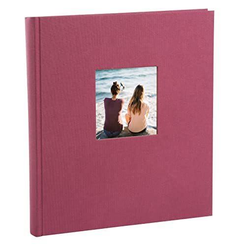 goldbuch 27508 Fotoalbum mit Fensterausschnitt, Bella Vista Trend, Erinnerungsalbum 30 x 31 cm, Foto Album 60 weiße Seiten mit Pergamin-Trennblättern, Fotobuch aus Leinen, Fuchsia von goldbuch