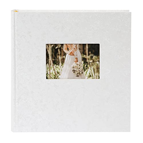 goldbuch 31485 Hochzeitsalbum mit Fensterausschnitt, Romeo, Fotoalbum zur Hochzeit, 30 x 31 cm, Album mit 100 weiße Seiten mit Pergamin-Trennblättern, Erinnerungsalbum mit Kunstleder, Weiß von goldbuch