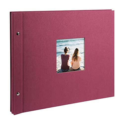 goldbuch 28808 Schraubalbum mit Fensterausschnitt, Bella Vista, 39 x 31 cm, Fotoalbum mit 40 weiße Seiten mit Pergamin-Trennblättern, Album erweiterbar, Fotobuch aus Leinen, Fuchsia von goldbuch