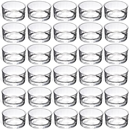 GOLDEAL 30 Stück kleine Teelichthalter aus klarem Glas, Teelichthalter für Hochzeiten, Partys, Abendessen, für 3,8 cm Teelichte. sowie Kerzenform von Goldeal
