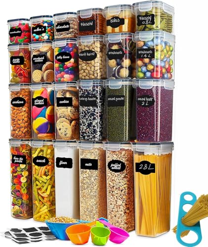 Goldeluxe 42L Große Kapazität,24er Vorratsdosen Mit Deckel Luftdicht, Aufbewahrungsbox Küche Organizer, BPA-frei, Plastik, Stapelbar, Vorratsbehälter Set Für Lebensmittel, Einschließlich Spaghetti Goldeluxe 42L Große Kapazität,24er Vorratsdosen Mit Deckel Luftdicht, Aufbewahrungsbox Küche Organizer, BPA-frei, Plastik, Stapelbar, Vorratsbehälter Set Für Lebensmittel, Einschließlich Spaghetti von Goldeluxe