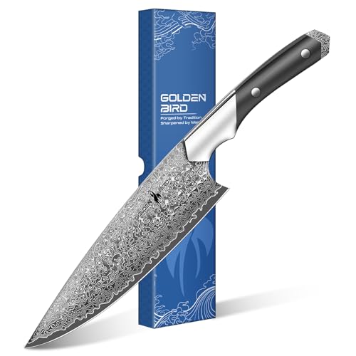 Golden Bird Damastmesser Kochmesser 20cm Professionelles Küchenmesser Hergestellt aus 67-lagigem japanischem Damaststahl, Kohlenstoff-Superstahl Fleischmesser für Küche - Schwan-Serie von Golden Bird