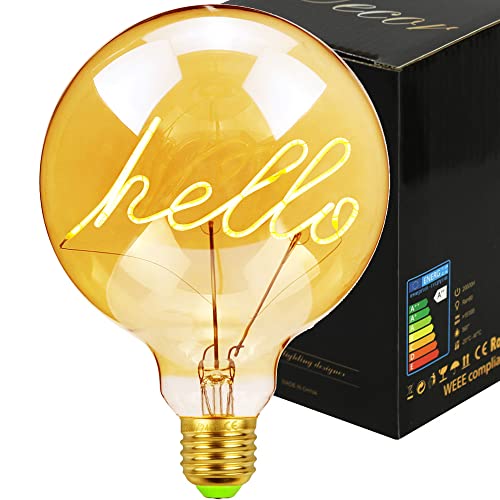 Golden Buble LED-Leuchtmittel,Großer Globus Hello 4 W, dimmbar 2000 Kelvin, warmweiß, 220-240 V, E27, dekorative Glühbirne von Golden Buble
