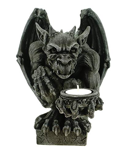 Vogler 766-2933 Teelichthalter Gargoyle 21 cm Figur Wasserspeier Drache Teelicht von Golden Future