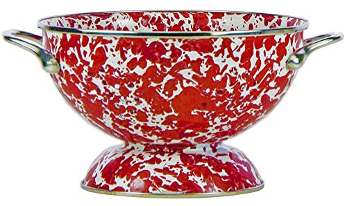 Golden Rabbit Emaillegeschirr – 3 qt Sieb (roter Wirbel) von Golden Rabbit