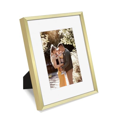Golden State Art, Bilderrahmen, 20,3 x 25,4 cm, Goldfarben, für Fotos 12,7 x 17,8 cm ohne Matte, bruchfestes Glas-Aluminium-Bilderrahmen für Wand oder Tisch Golden State Art, Bilderrahmen, 20,3 x 25,4 cm, Goldfarben, für Fotos 12,7 x 17,8 cm ohne Matte, bruchfestes Glas-Aluminium-Bilderrahmen für Wand oder Tisch von Golden State Art