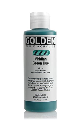 Golden Fluid Acrylics Acrylfarbe, 118 ml, Grün (Viridian Green) von GOLDEN