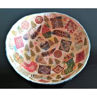 Handgemachte Weihnachtliche Konfektschale Pappmache Lebkuchen Teller von GoldenBowlStudio