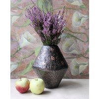 Vintage Stil Papier Pulp Vase Mit Rissigen Fekt. Dekoratives Mache Kunstwerk. Recycelte Pappschale. Ein Tolles Geschenk Für Einen Lieben Menschen von GoldenBowlStudio