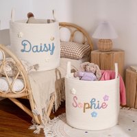 Personalisierter Korb Baby-Geschenk Babyparty-Geschenkkorb Seil-Baumwollbaby-Geschenkkorb Aufbewahrungskörbe Spielzeugkorb von GoldenEchoesCo