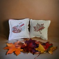 Neues Paar Handgemachte Kürbis Kissenbezug Vintage Quilt Chenille Tagesdecke Herbst von GoldenGatheringsShop