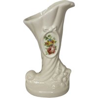 Vintage Creme Füllhorn Vase Mit Kamee Chintz Blumenmuster 6" Wunderschön von GoldenGatheringsShop