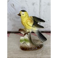 Vintage Goldfink Glasierte Keramik Vogel Figur E 9224 4 "Tall Wunderschön von GoldenGatheringsShop