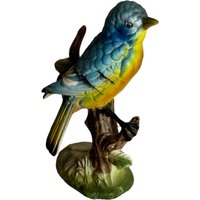 Vintage Schöne Keramik Bluebird Auf Zweig Figur Handbemalt Japan # 10098 von GoldenGatheringsShop