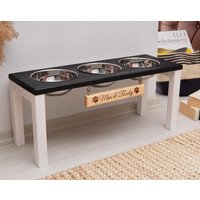 Moderner Fressnapf Mit Schüssel, Ständer, Erhöhte Hundenapf, 3 Schüssel Fressnapf, Groß, Haustier Füttern Moderner Fressnapf Mit Schüssel, Ständer, Erhöhte Hundenapf, 3 Schüssel Fressnapf, Groß, Haustier Füttern von GoldenHouseWood