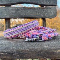 Paracord Set „Blue Spring"| Geflochtenes Hundehalsband + Leine 2M in Herbstfarben von GoldenIraHandmade