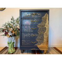 Luxuriöse Design-Kommode, Dekoriert Mit Blattgold 100x64x40cm von GoldenLionStore