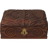 Braune Dimensional Relief Schriftrolle Motiv Rechteckige Aufbewahrungsbox Truhe Ws2091E von GoldenLotusAntiques