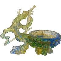 Kristall Glas Liuli Pate-De-Verre Grüner Baumstamm Pipa Display Figur Ws2132E von GoldenLotusAntiques