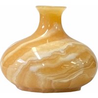 Natur Gelb Braun Stein Geschnitzt Fat Round Form Display Vase Ws1672E von GoldenLotusAntiques