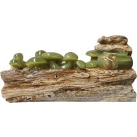 Naturstein Geschnitzter Schneckenpilz Auf Holz Fengshui Vitrinenfigur Ws1012E von GoldenLotusAntiques