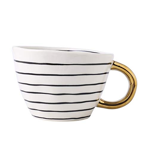 Keramik Kaffeetassen Neuheit Kaffeetasse Teetasse mit goldenem Griff Schwarz und Weiß Kaffeetasse für Latte Espresso von GoldenPlayer