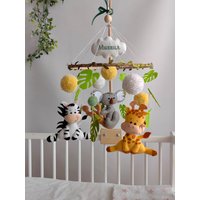 Safari Mobile Baby, Mobile, Kinderzimmer Krippe, Filz Afrika Giraffe, Löwe, Zebra, Affe, Kaktus, Spielzeug von GoldenWingsArt