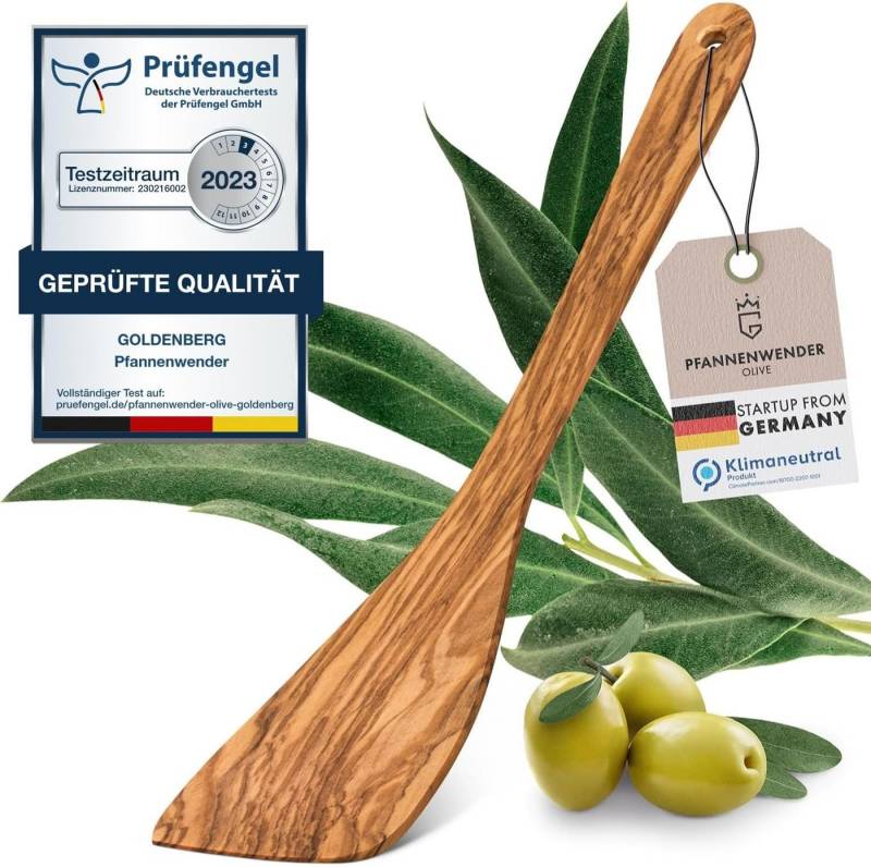 Goldenberg Pfannenwender Made in Germany - feinstes Olivenholz aus Italien, Robust & Langlebig - Holzschaber - Pfannenwender Holz von Goldenberg