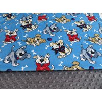 Baby Decke, Junge Decke Personalisiert, Happy Dogs Geschenk, Shower Minky Decken von GoldenblanketsCO